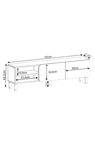 Meuble TV 2 portes - 150 x 48,2 x 31,4 cm