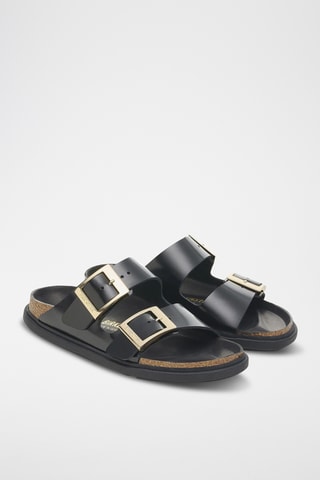 Mules en cuir verni Birkenstock - Noir