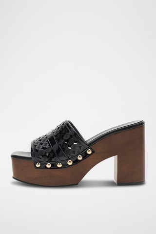 Mules à talons de randonnée vernies Quill - Noir