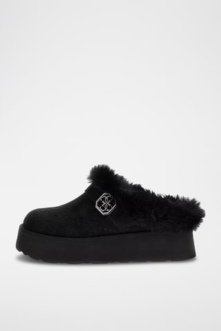 Sabots plateformes fourrés en nubuck Dolmana2 - Noir