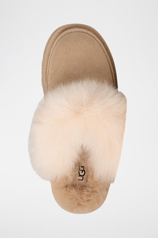 Pantoufles fourrées plateformes en cuir Disquette Chalet - Beige