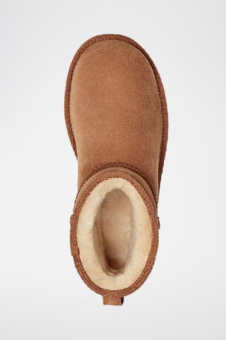 Bottines fourrées de randonnée en cuir de mouton nubuck Classic Mini II - Camel