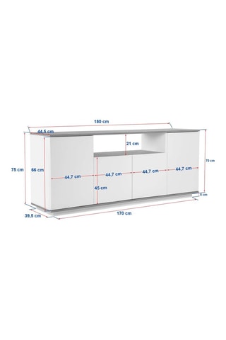 Console - 4 portes - 180 x 39,5 x 75 cm