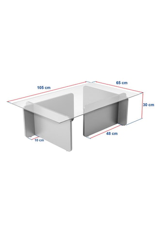 Table basse en verre - 105 x 65 x 30 cm