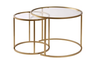 2 tables gigognes en verre Aurum - 42 x 39 x 42 / 60 x 43 x 60 cm