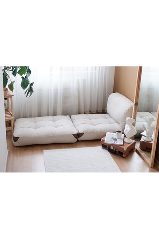 Fauteuil convertible en hêtre Fold Teddy -  Crème - Revêtement polyester