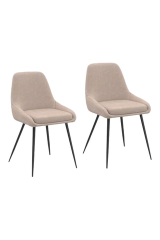 Sedie Ornella in tessuto taupe e piedi in metallo nero - set x 2