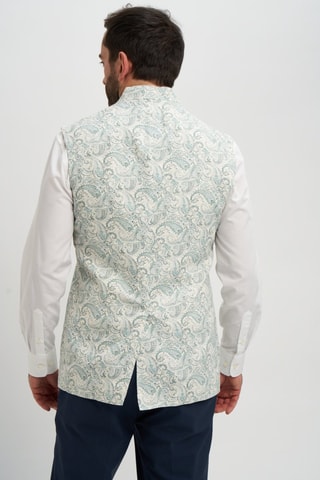 Chaleco de traje de lino - Blanco y azul