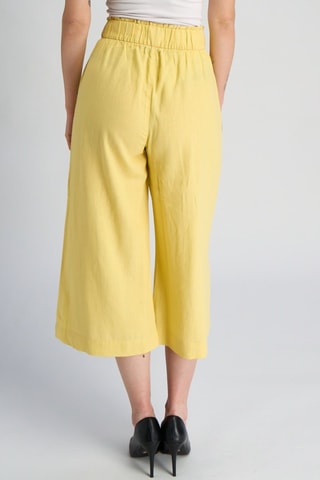 Pantalón wide leg de lino de tiro alto - Amarillo