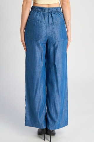 Pantalón wide leg de tiro alto - Azul