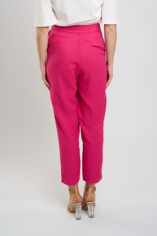 Pantalón de lino de tiro alto - Rosa