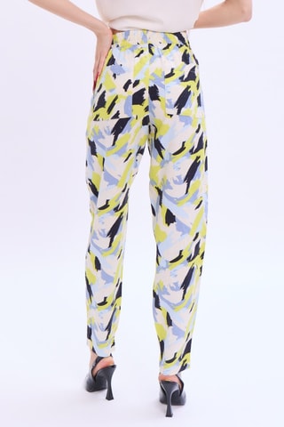 Pantalón de lino de tiro alto - Amarillo