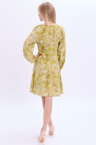 Vestido evasé de lino - Verde
