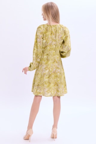 Vestido evasé de lino - Verde