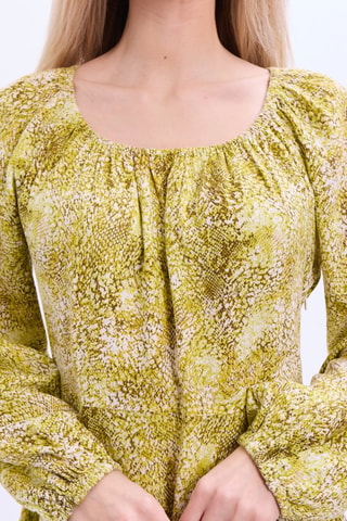 Vestido evasé de lino - Verde