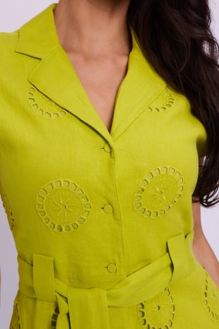 Vestido camisero de lino - Verde
