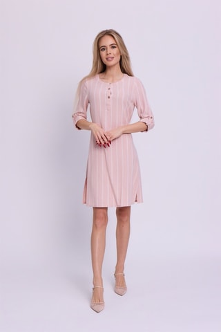 Vestido recto de lino - Rosa