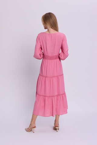 Vestido midi en lino - Rosa
