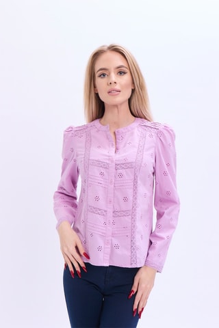 Camisa con bordado inglés - Rosa