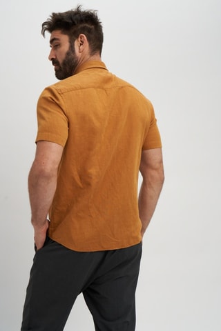 Camisa relaxed de lino - Mostaza