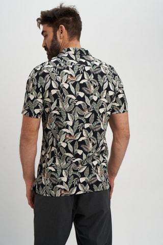 Camisa regular fit de lino - Negro