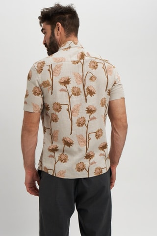 Camisa regular fit de lino - Beige
