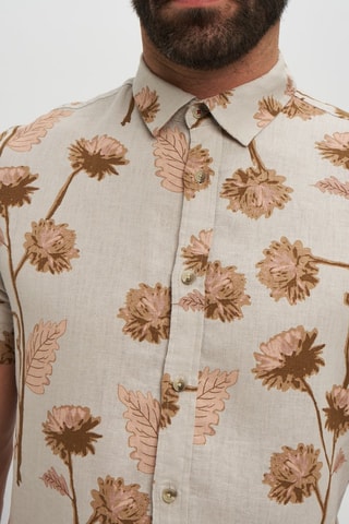 Camisa regular fit de lino - Beige