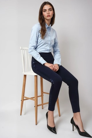Treggings de tiro alto - Azul marino