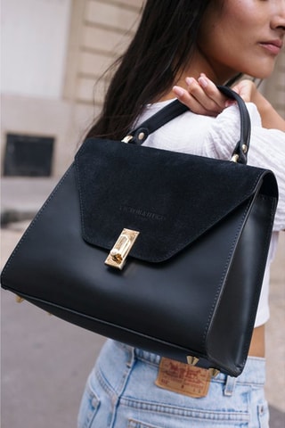 Sac à main en cuir et nubuck Shak - Noir