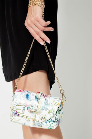 Minaudière en cuir Zephir - Blanc, bleu et vert