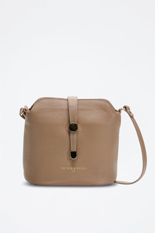 Sac bandoulière Moyen modèle en cuir Elise - Taupe