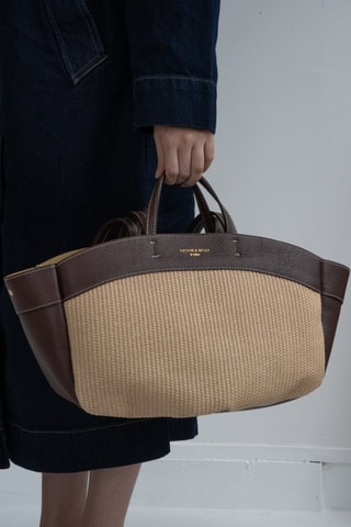 Sac à main en cuir Malta  - Beige et marron