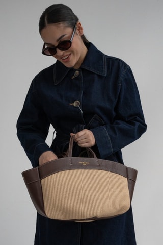 Sac à main en cuir Malta  - Beige et marron