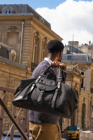 Sac de voyage en cuir Charly - 29 cm - Noir