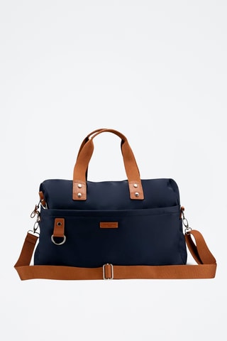 Sac de voyage en cuir Sky - 37 cm - Bleu et marron
