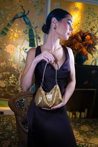 Sac porté épaule en sequins Sima - Doré