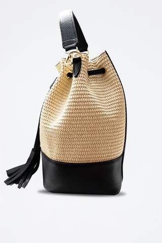 Sac seau en cuir Cerise - Noir