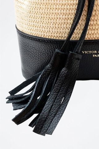 Sac seau en cuir Cerise - Noir