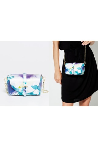 Sac bandoulière en cuir Zephir - Blanc et bleu