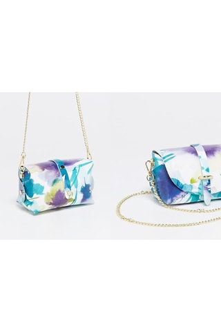 Sac bandoulière en cuir Zephir - Blanc et bleu