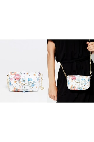 Sac bandoulière en cuir Zephir - Blanc et rose - Blanc, bleu et rose