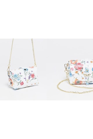 Sac bandoulière en cuir Zephir - Blanc et rose - Blanc, bleu et rose