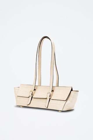 Sac à main en cuir briana Croco - Beige