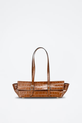 Sac à main en cuir briana Croco - Camel
