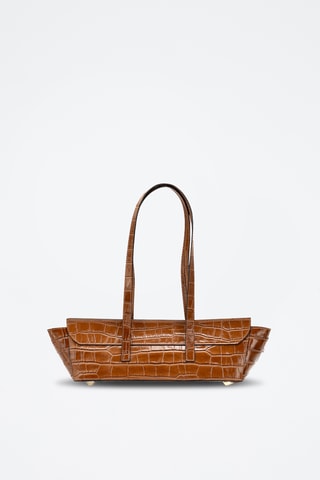 Sac à main en cuir briana Croco - Camel