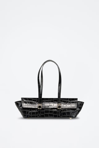 Sac à main en cuir briana Croco - Noir