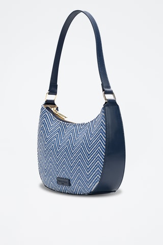 Sac porté épaule en cuir Amara - Bleu marine