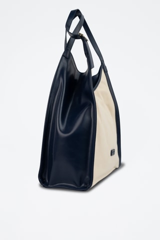 Sac porté épaule en cuir Zaya - Bleu marine