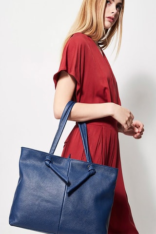 Cabas en cuir Ly - Bleu