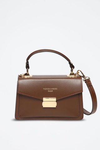 Sac à main en cuir Leah - Marron et doré
